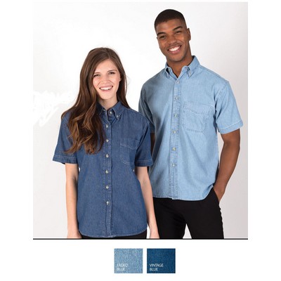 Ladies' Classic Short Sleeve Sandwashed Denim Shirt